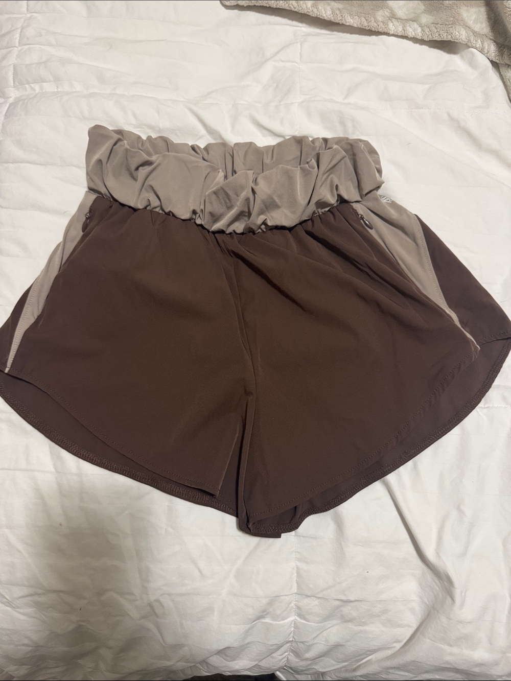 AS Revival Altar'd State On Track Run Shorts Chocolate Brown Tan
